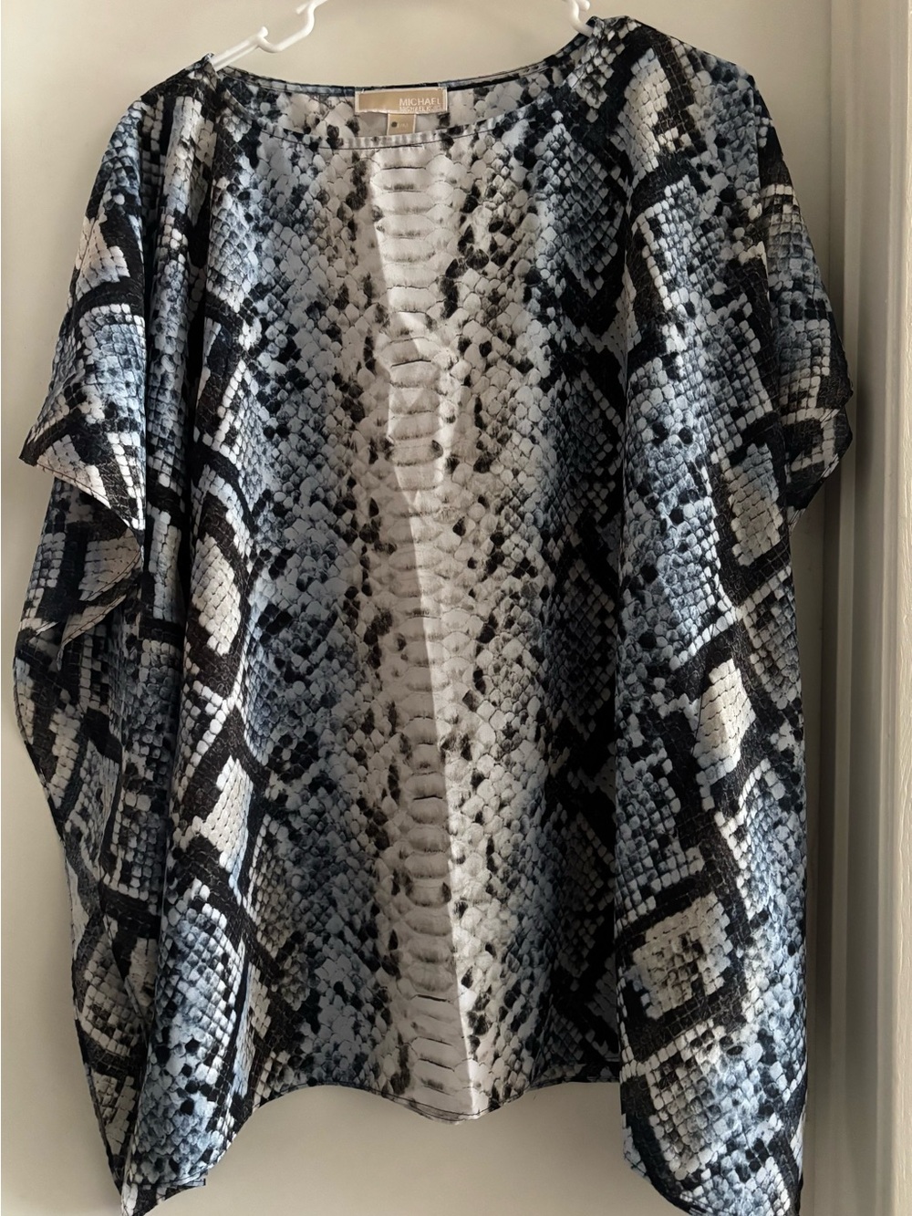 Michael Kors Blue Black & White Snake-Print Top